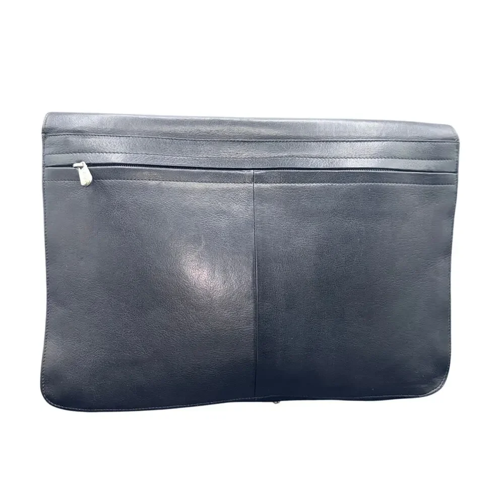 Piel Leather Black Portfolio Briefcase Organizer Laptop Document Case